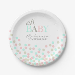 Oh decken Babyconfetti-Geschlecht rosa Blau des Pappteller