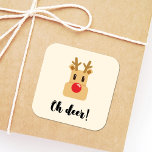 Oh Dee Christmas Quadratischer Aufkleber<br><div class="desc">Oh Deer,  ein einfaches und lustiges Weihnachtsdesign.</div>