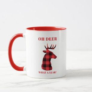 Oh Dee Was für ein Jahr Buffalo Karierte Ferien Tasse