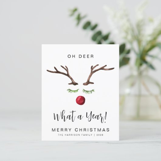 Oh Dee What A Year Weihnachtskarte (Stehend Vorderseite)