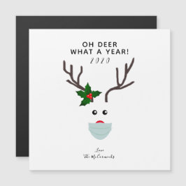 Oh, Deer 2020 Weihnachtsredeer mit Gesichtsmaske Magnetkarte
