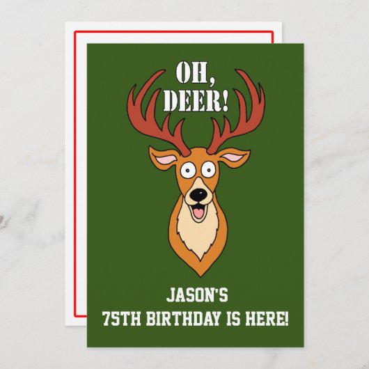 Oh Deer 75. Geburtstag Personalisierte Einladung (Vorne/Hinten)