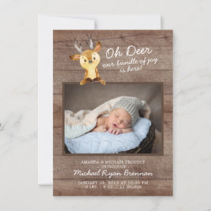 Oh Deer Baby Boys Foto Geburtsankündigung Ankündigung