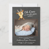 Oh Deer Baby Boys Foto Geburtsankündigung Ankündigung (Vorderseite)
