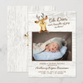 Oh Deer Baby Boys Foto Geburtsankündigung Ankündigung (Vorne/Hinten)