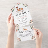Oh Deer Baby Dusche Blumenbücher All In One Einladung (Abreißen)