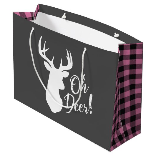 Oh Deer Baby Dusche Pink Große Geschenktüte (Rückseite Schrägansicht)