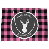 Oh Deer Baby Dusche Pink Große Geschenktüte (Rückseite)