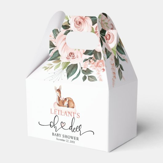 Oh Deer Baby Dusche Rosa Blütendusche Geschenkschachtel (Vorderseite)