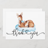 Oh Deer Baby Dusche Wasserfarbe Blue Cloud Dankeskarte (Vorne/Hinten)