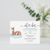 Oh Deer Baby Dusche Wasserfarbe Blue Cloud Postkarte (Stehend Vorderseite)