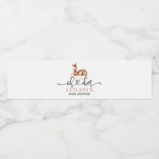 Oh Deer Baby Dusche Wasserfarbe Rosa Cloud Wasserflaschenetikett (Einzelnes Label)