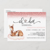 Oh Deer Baby Dusche Wasserfarbe Rosa Glitzer laden Postkarte (Vorne/Hinten)