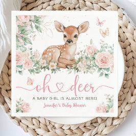 Oh Deer Baby Duwer Girl Pink Paper Napkin Serviette