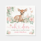 Oh Deer Baby Duwer Girl Pink Paper Napkin Serviette (Vorderseite)