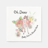 Oh Deer Baby Girl Fast hier Pastel Blumen Serviette (Vorderseite)