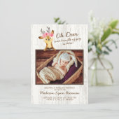 Oh Deer Baby Girls Foto Geburtsankündigung Ankündigung (Stehend Vorderseite)