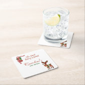 Oh, Deer! Baby’s Here! – Christmas Baby Shower Rechteckiger Pappuntersetzer (Vor Ort)