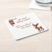 Oh, Deer! Baby’s Here! – Christmas Baby Shower Rechteckiger Pappuntersetzer (angewinkelt)