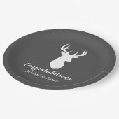 Oh Deer Baby SHower Blue Boy Pappteller (Schrägansicht)