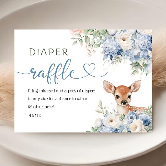 Oh Deer Baby Shower Boy Diaper Raffle  Begleitkarte