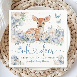 Oh Deer Baby Shower Boy Dusty Blue Paper Napkin Serviette