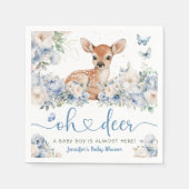Oh Deer Baby Shower Boy Dusty Blue Paper Napkin Serviette (Vorderseite)