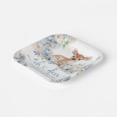 Oh Deer Baby Shower Boy Dusty Blue Paper Pappteller (Gewinkelt)