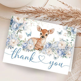 Oh Deer Baby Shower Boy Folded Thank You Card Dankeskarte