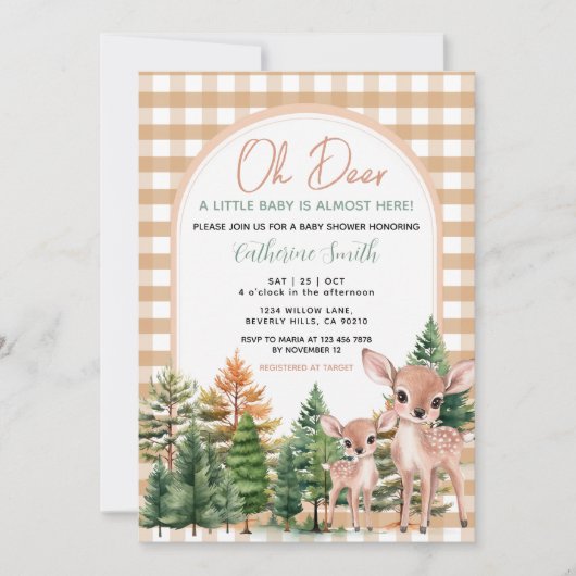 Oh Deer Baby Shower Einladung (Vorderseite)