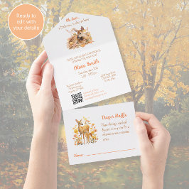 Oh Deer Baby Shower Einladung Alles in Einem QR Co