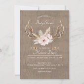 Oh Deer Baby Shower Einladung - Woodland Floral W (Vorderseite)