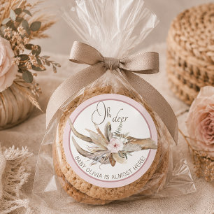 Oh Deer Baby Shower Favor Aufkleber – Rosa Wald