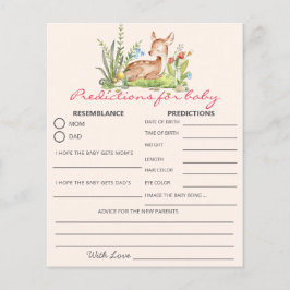 Oh Deer Baby Shower Game Predictions Card