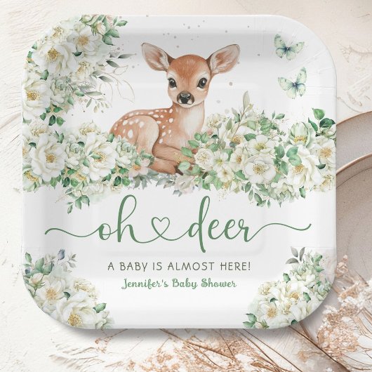 Oh Deer Baby Shower Gender Nautral Pappteller