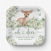 Oh Deer Baby Shower Gender Nautral Pappteller (Vorderseite)