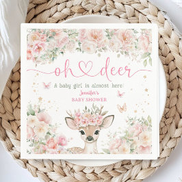 Oh Deer Baby Shower Girl Blush Pink Paper Napkin Serviette
