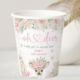 Oh Deer Baby Shower Girl Blush Pink  Pappbecher