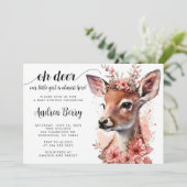 Oh Deer Baby Shower Girl Einladung (Stehend Vorderseite)