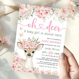 Oh Deer Baby Shower Girl Pink Fawn  Einladung