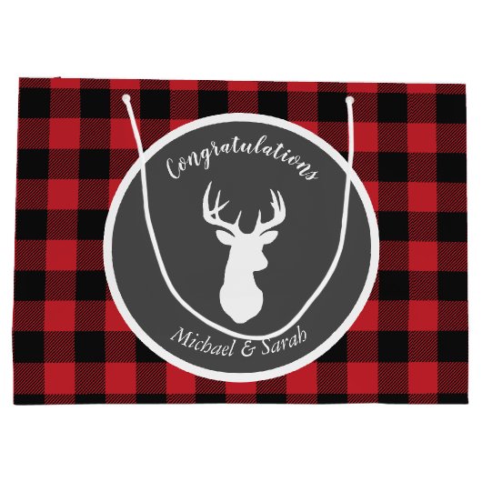 Oh Deer Baby Shower Große Geschenktüte (Rückseite)