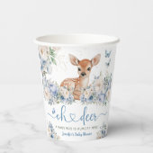 Oh Deer Baby Shower Junge Dusty Blau Pappbecher (Rückseite)