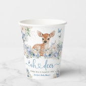 Oh Deer Baby Shower Junge Dusty Blau Pappbecher (Vorderseite)