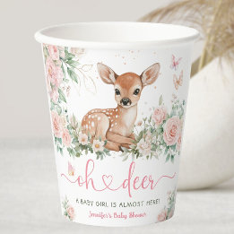 Oh Deer Baby Shower Mädchen Rosa  Pappbecher