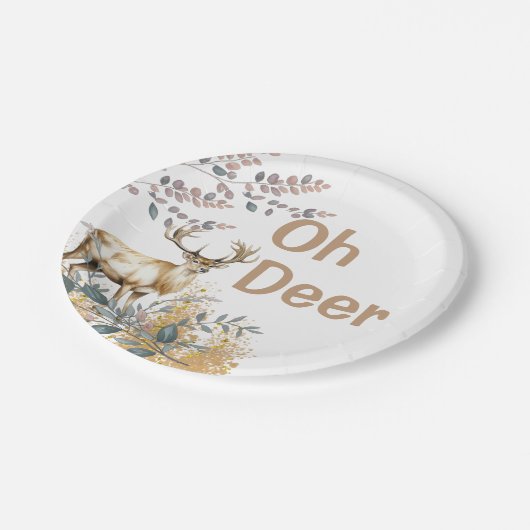 Oh Deer Baby Shower Pappteller (Schrägansicht)