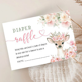 Oh Deer Baby Shower Pink Diaper Raffle  Begleitkarte