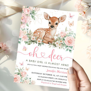 Oh Deer Baby Shower Pink Mädchen Einladung