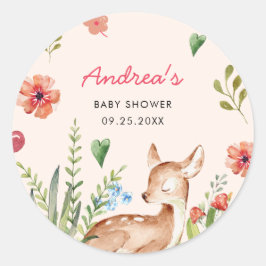 Oh Deer Baby Shower Runder Aufkleber