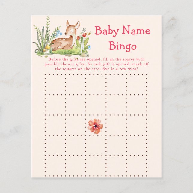 Oh Deer Baby Showgame Bingo (Vorderseite)