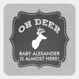 OH DEER Babydusche, Baby-Sprinkle-Gefallen Quadratischer Aufkleber